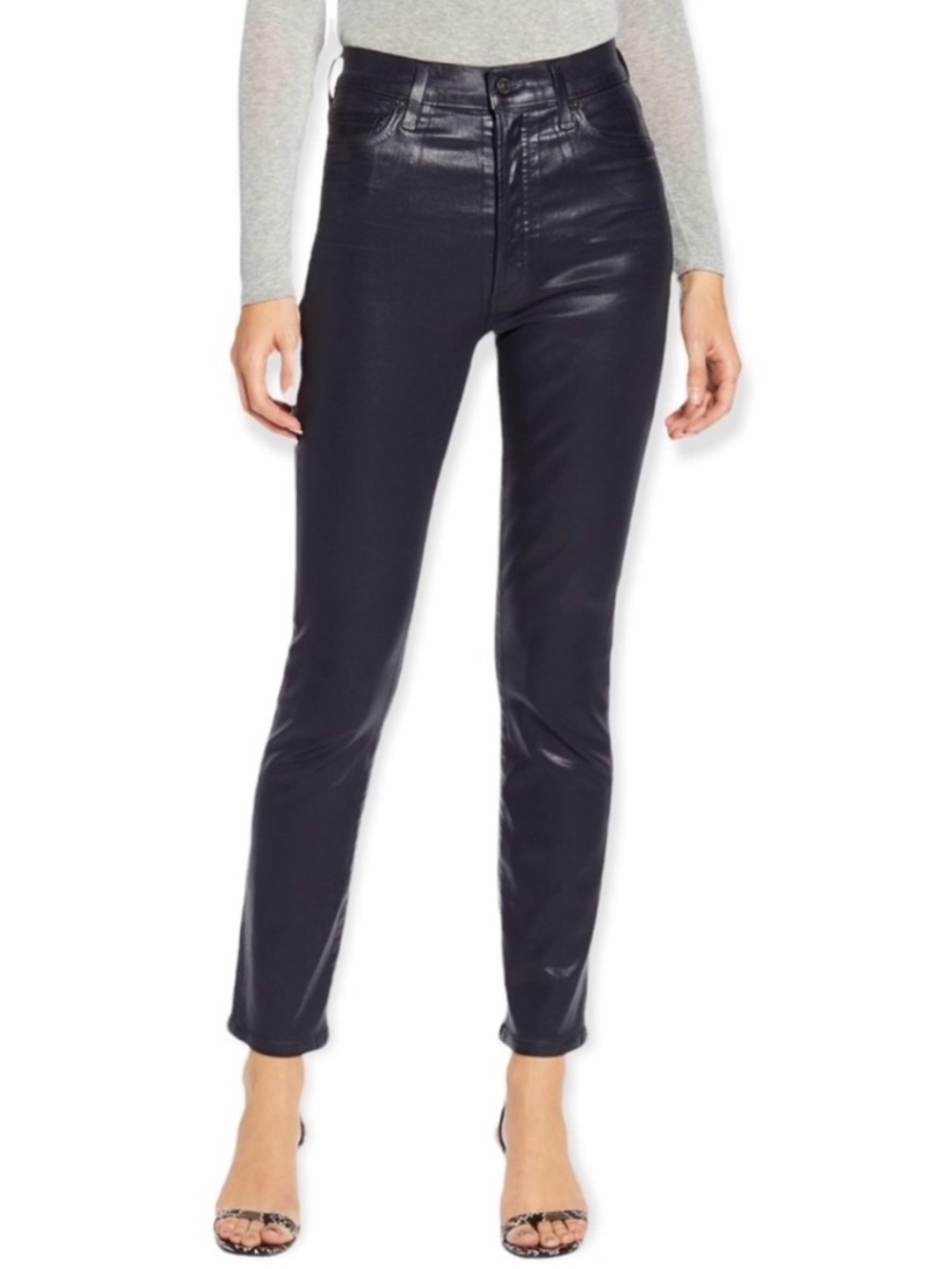 Citizens of Humanity Black Coated Olivia High Rise‎ Slim Ankle Jeans Size 24